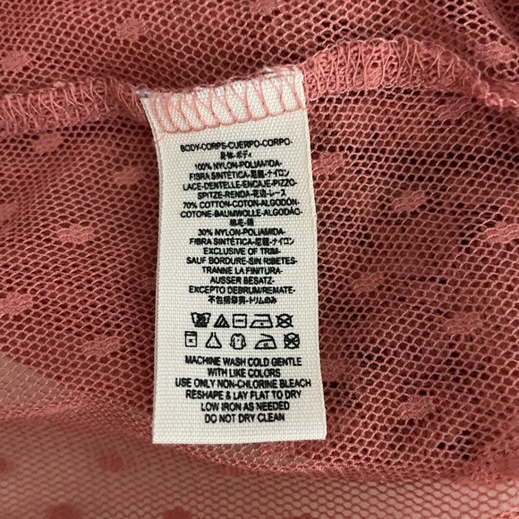 Free People Mesh Lace Bohemian Victorian Blouse Top Small Dusty Rose Romantic - Picture 8 of 10